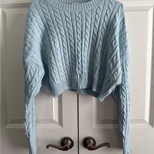 Altar'd State Sky Blue Cable Knit Top